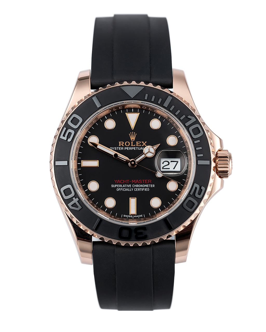 Rolex Yachtmaster 116655 Rose Gold 40mm Oysterflex Rubber With Box / Papers  