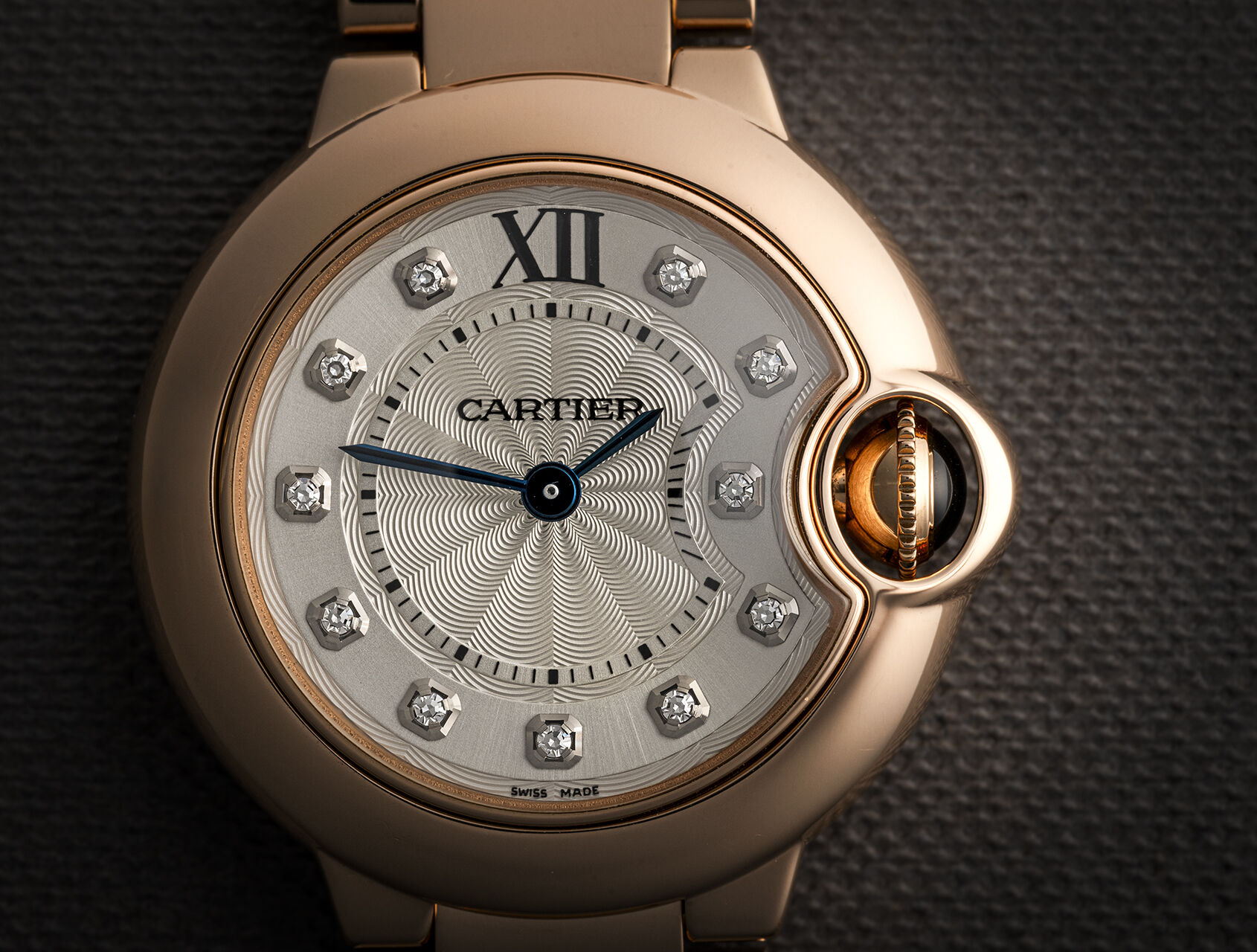 ref 3007 | 28mm Rose Gold Diamond Dial | Cartier Ballon Bleu