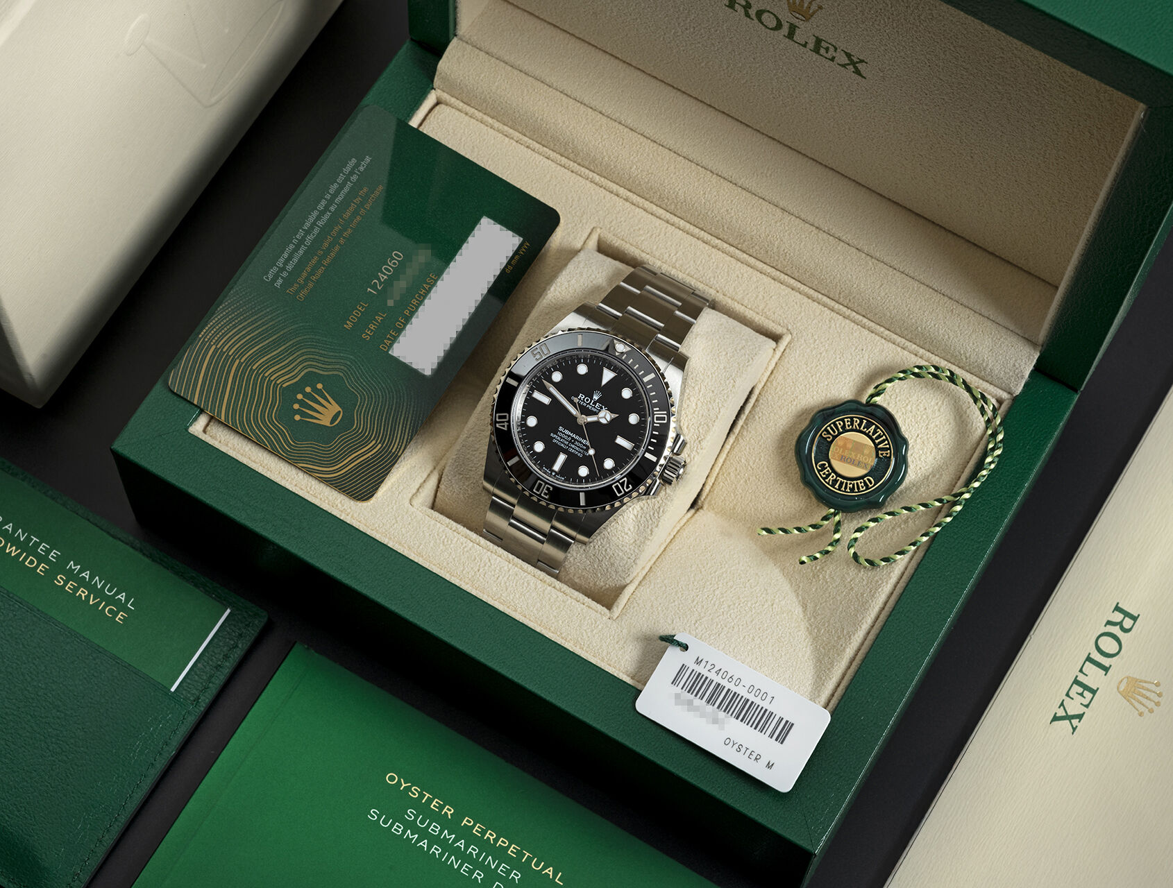 ref 124060 | 124060 - Box & Certificate | Rolex Submariner 