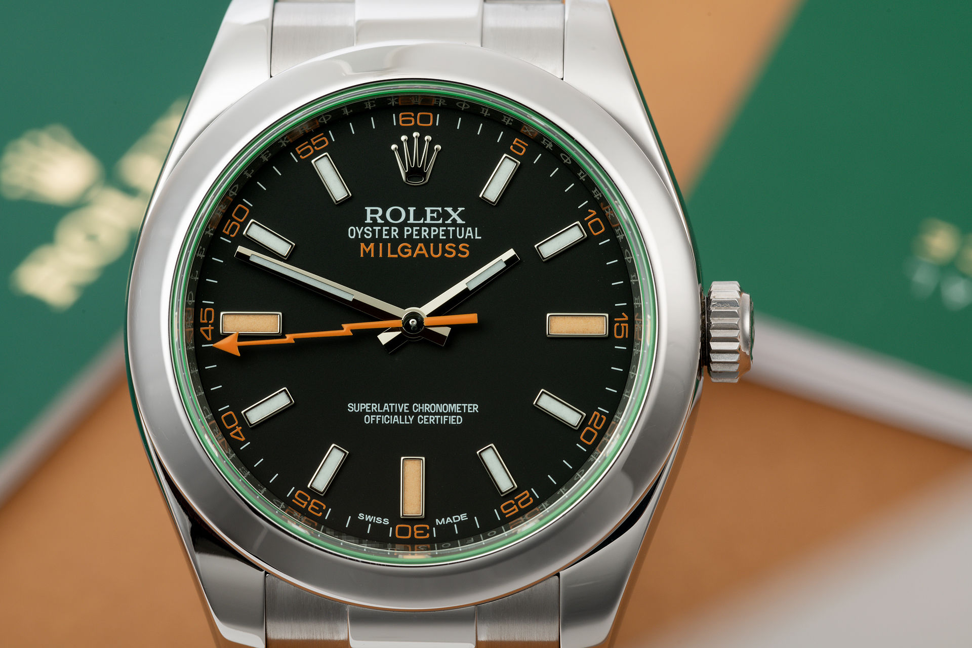 ref 116400GV | 'Green Glass' 5 Year Warranty | Rolex Milgauss