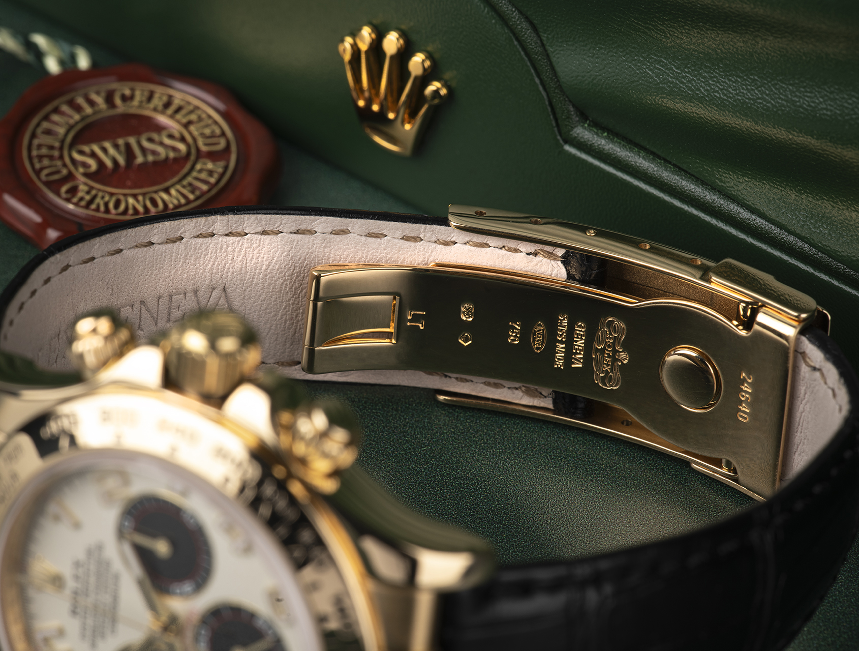 Rolex daytona outlet gold leather