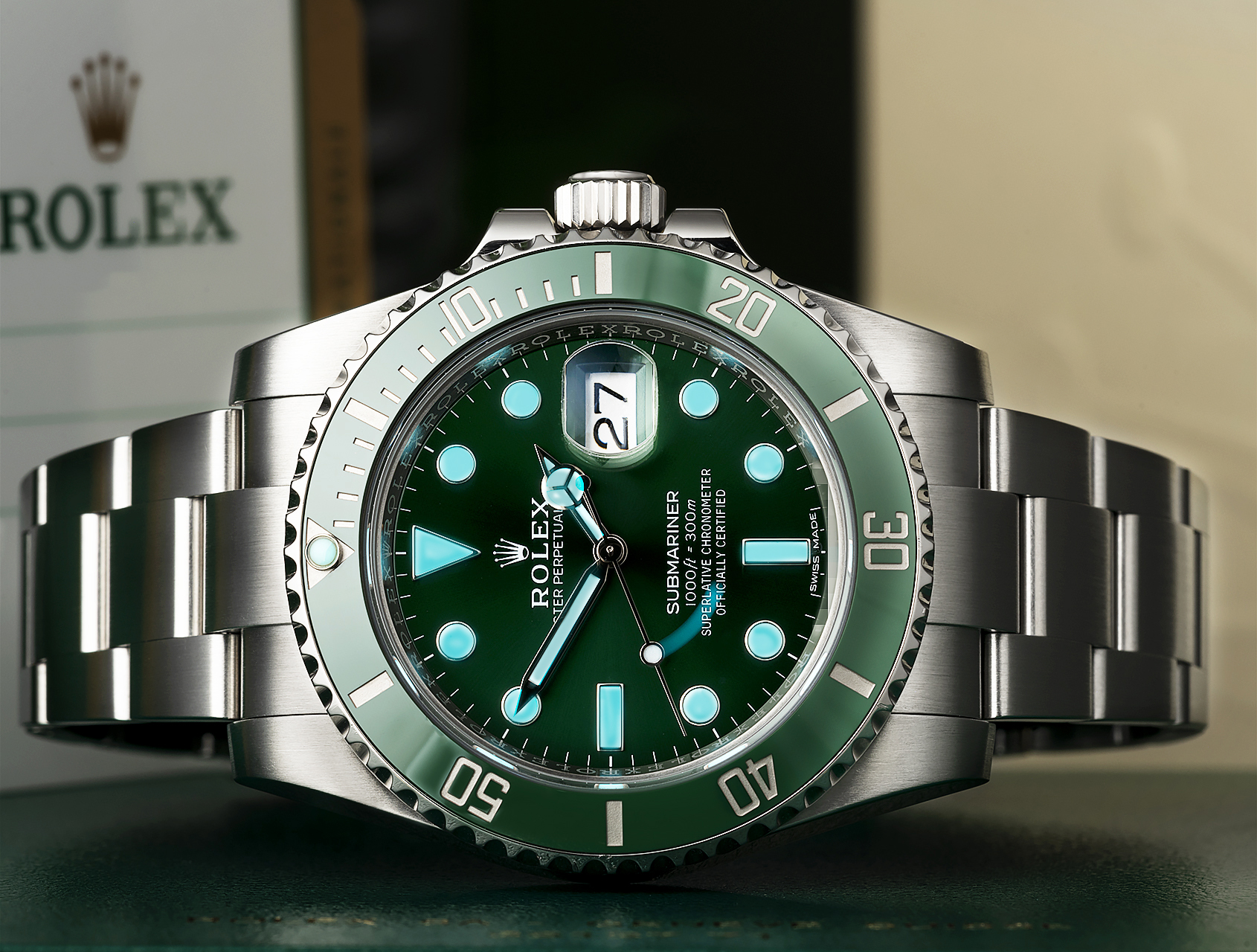 ROLEX HULK SUBMARINER GREEN DIAL AND BEZEL 116610LV - Carr Watches